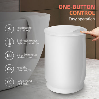 Luxury Bucket Towel Warmers, Large Towel Warmers For The Bathroom, Fits Up To 2 Oversized Towels - White
