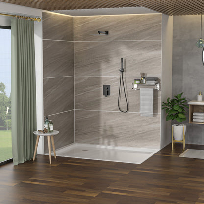 Dual Shower Head System With 12" Square Rain Shower And Rough In Valve