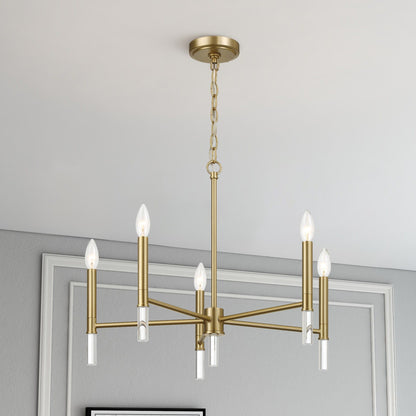 Courtyard - 5 Light Candle Light Chandelier - Clear / Gold
