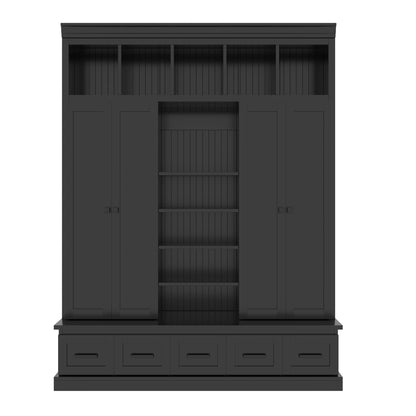 Hall Tree With Bench And 5 Storage Cubbies