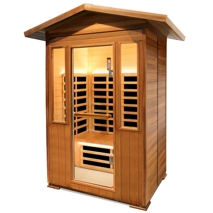 Outdoor DoubleCedar Far Infrared Sauna Room - Natural