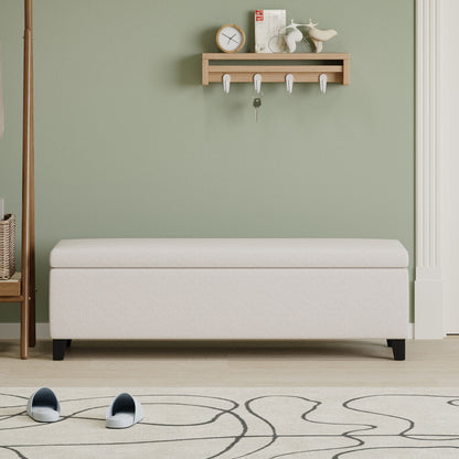Storage Ottoman For Living Room, Bedroom - White