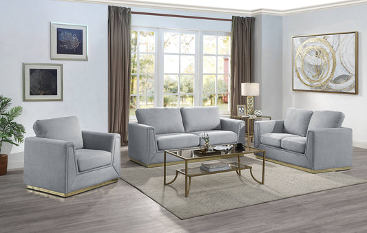 Valin - 3 Piece Living Room Set Meeting Room And Small Apartment Sofa Loveseat Chair - Gray