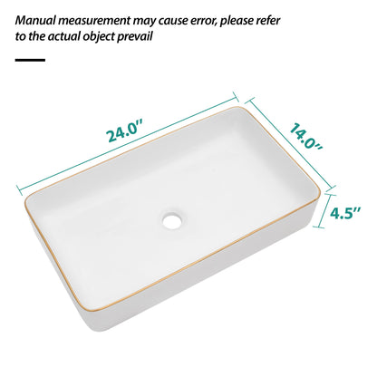 Modern European Style Ceramic Rectangular Vessel Bathroom Sink