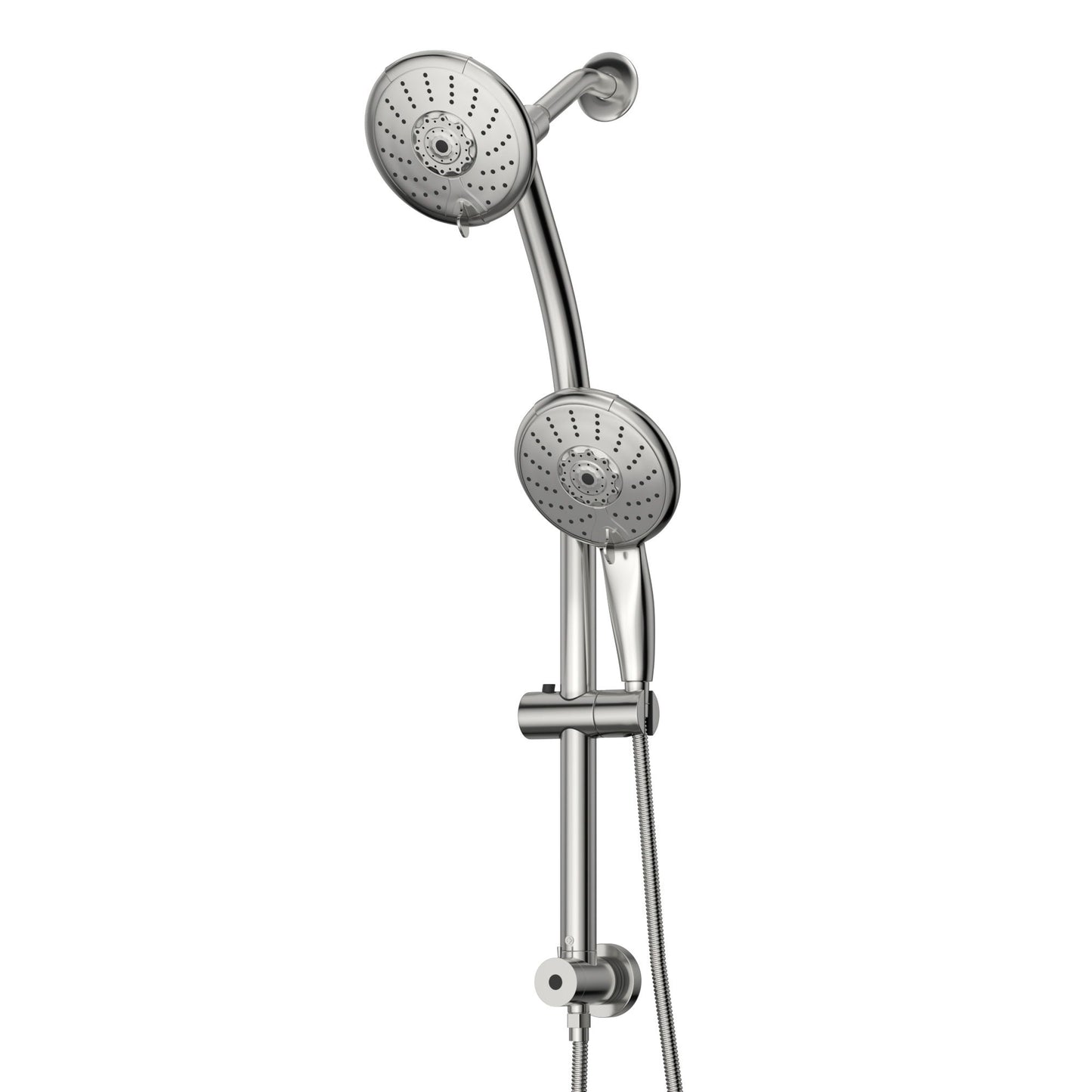 Dual Shower Head With Adjustable Slide Bar And Multi Function Settings