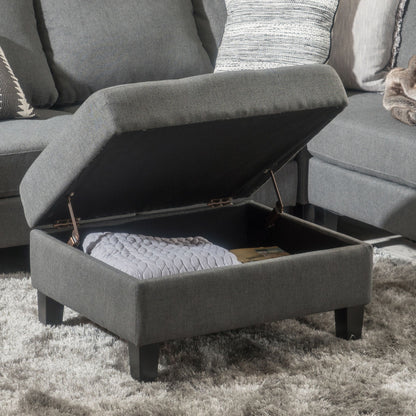 Ottoman With Birch Wood Legs And Cushioned Top For Comfort