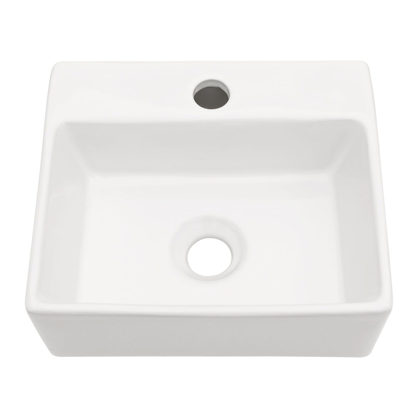 Ceramic Rectangle Wall Mount Bathroom Sink With Single Faucet Hole