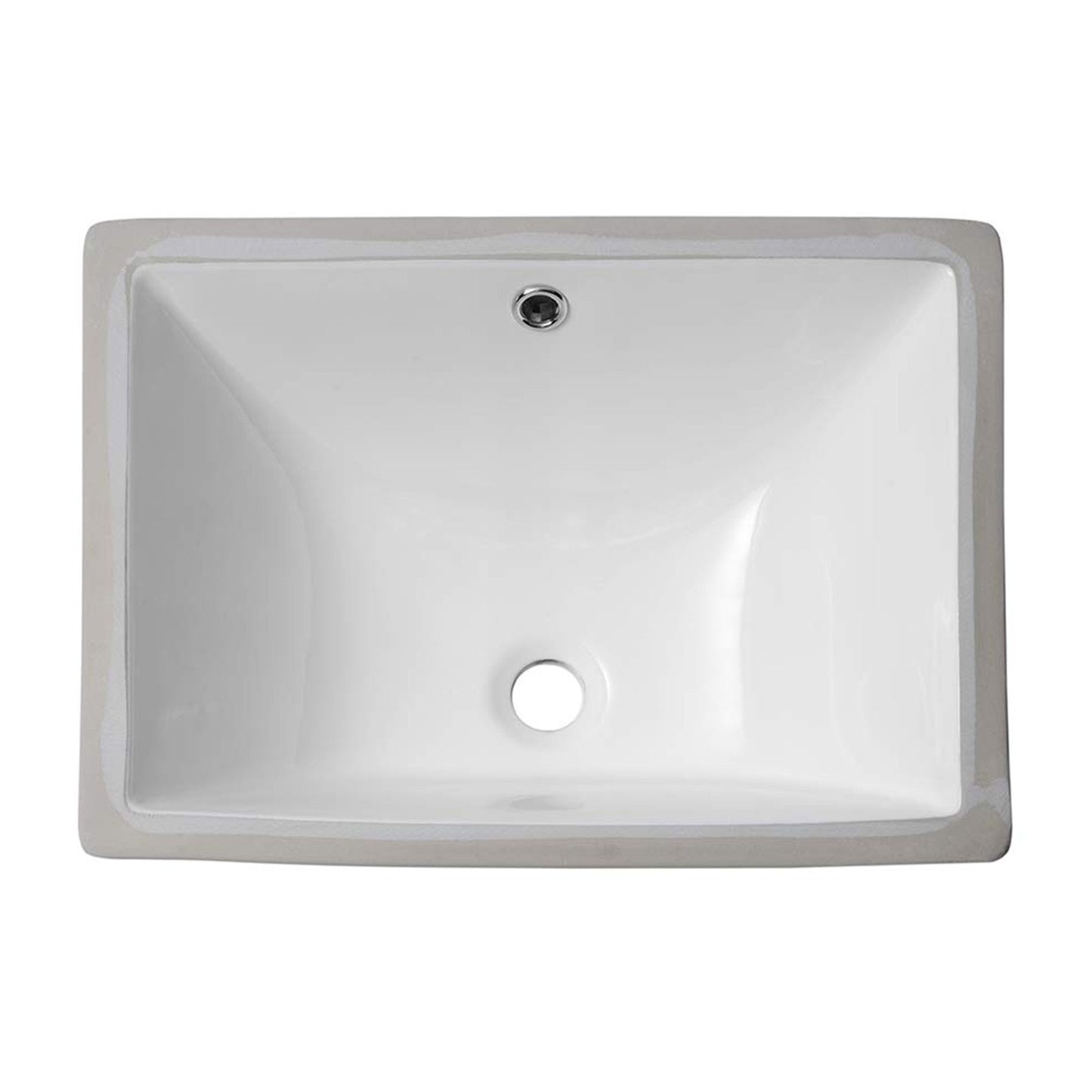 European Style White Ceramic Rectangular Undermount Bathroom Sink With Overflow