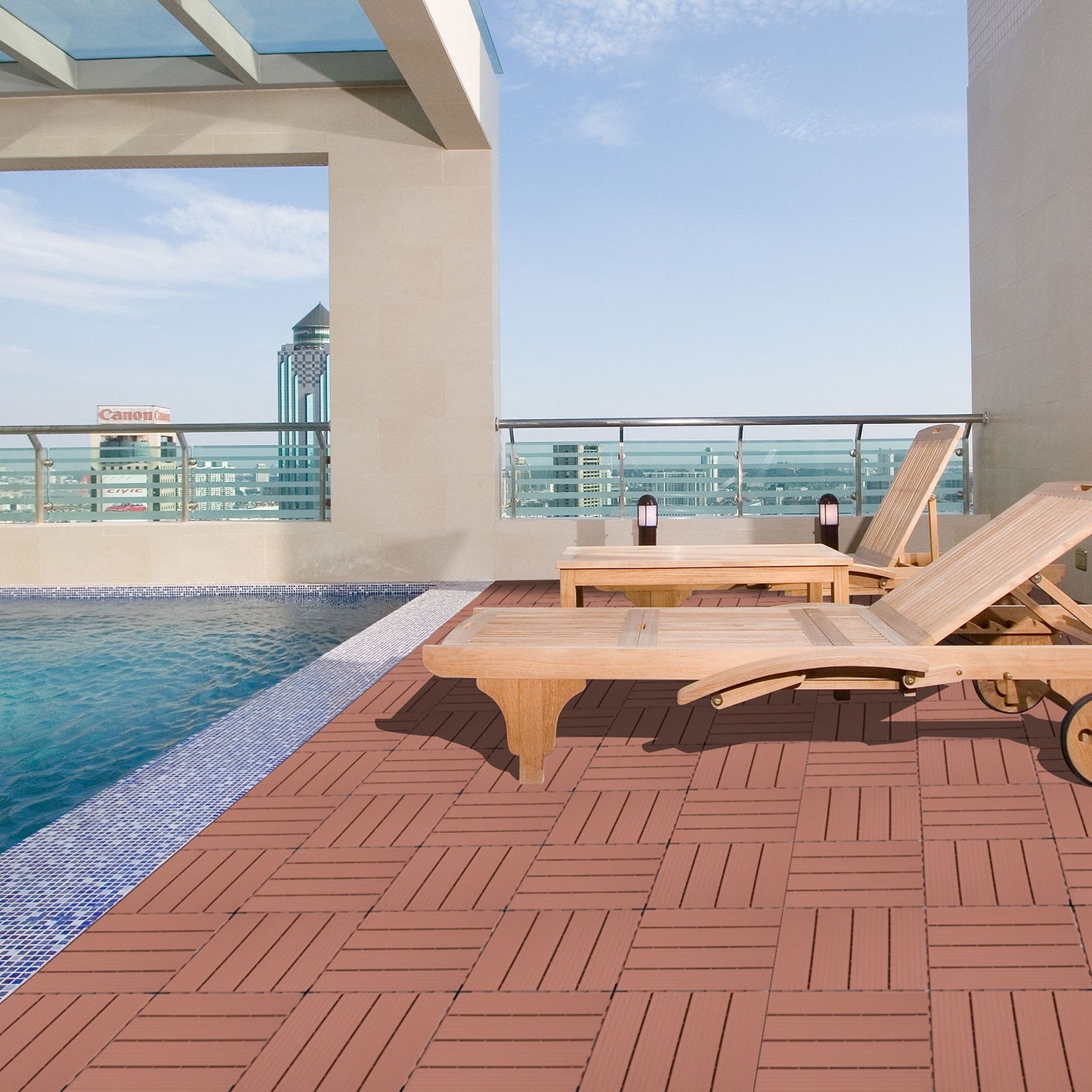 Plastic Interlocking Deck Tiles, Waterproof All Weather Use