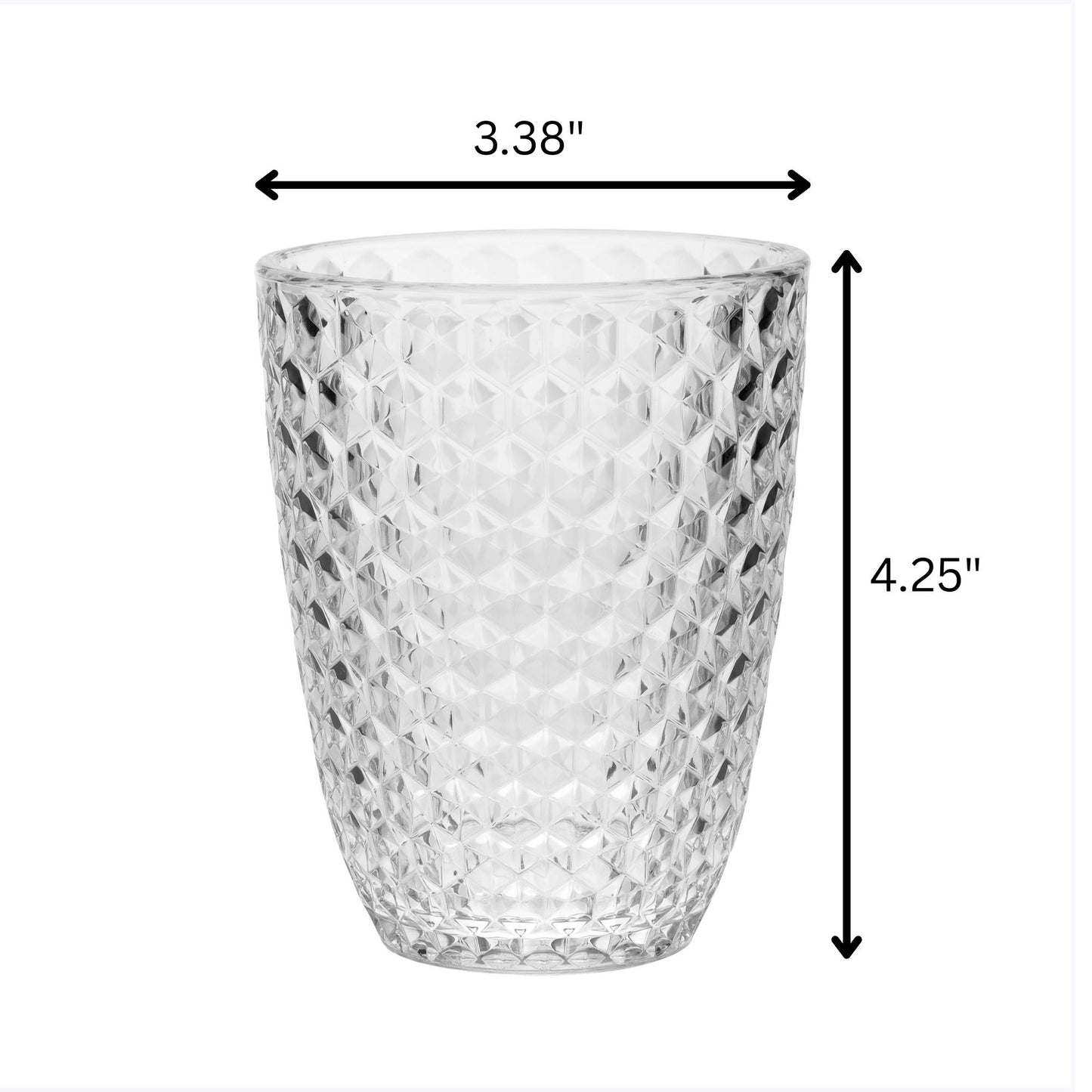 Leading Ware Diamond Cut Acrylic Glasses Drinking (Set of 4)