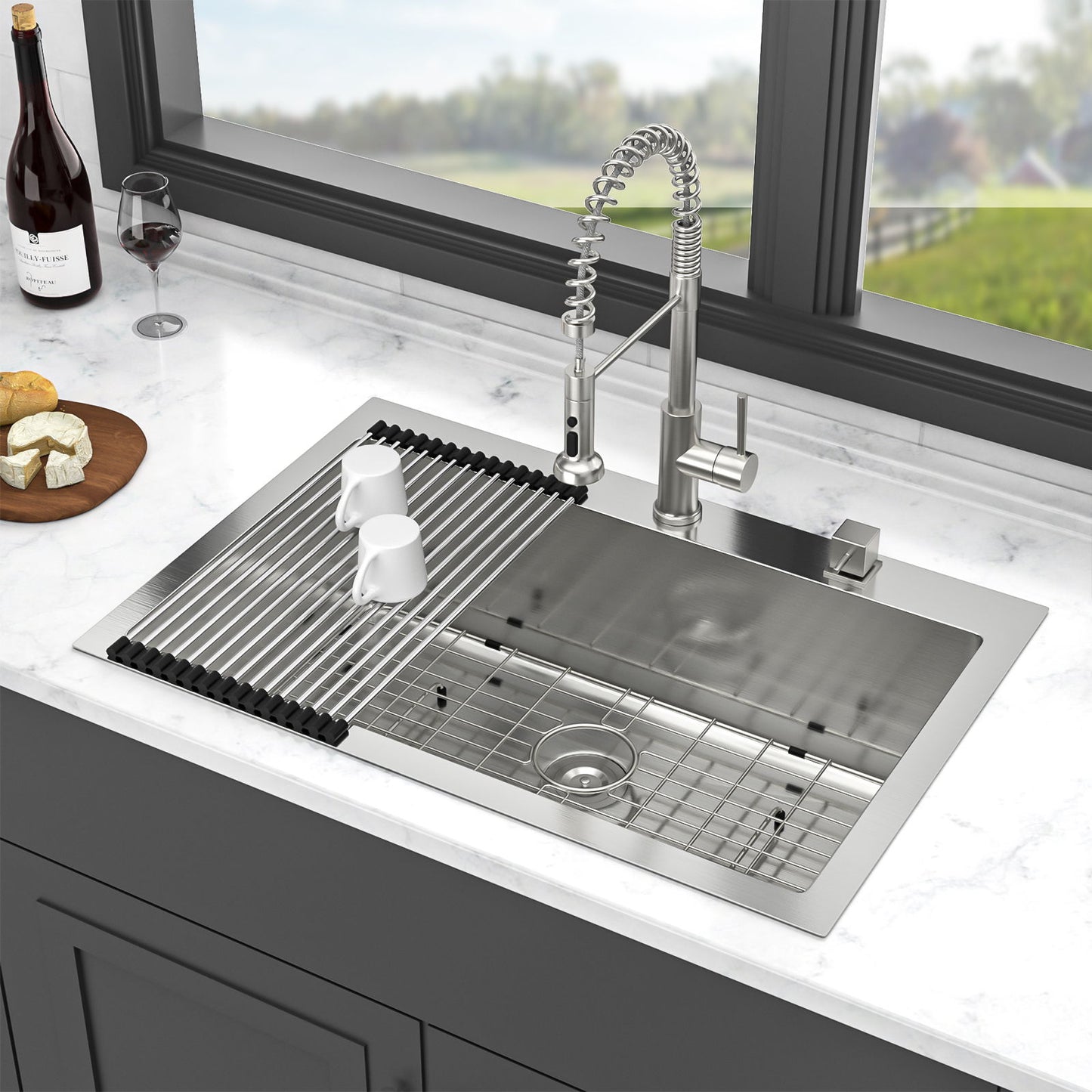 Kitchen Sink Drop In, Stainless Steel Single Bowl, Topmount