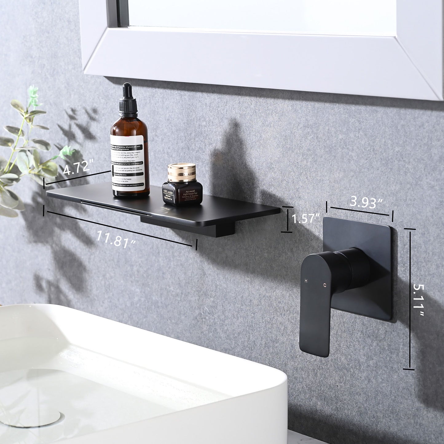 Modern Stainless Steel Waterfall Bathroom Sink Faucet With Single Handle Wall Mount