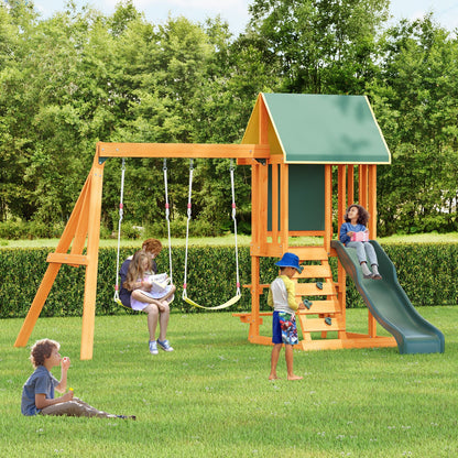 Children's Playset 3 In 1 With Slide, Swings, And Climber