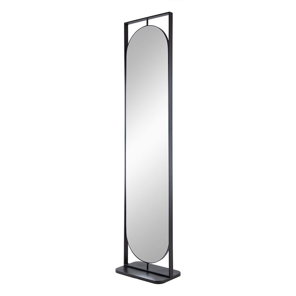 Full Length Standing Mirror, 360° Swivel Floor Mirror For Bedroom - Black