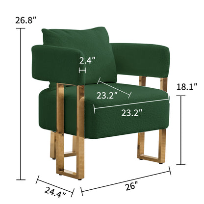 Modern Decorative Chair Teddy Fleece Upholstered And Metal Foot