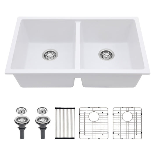 Granite Composite Double Bowl Undermount Kitchen Sink