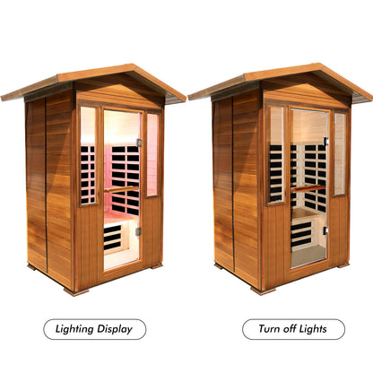 Outdoor DoubleCedar Far Infrared Sauna Room - Natural