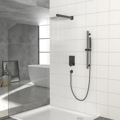 Modern Shower System With Adjustable Slide Bar, Stainless Steel And Brass Construction