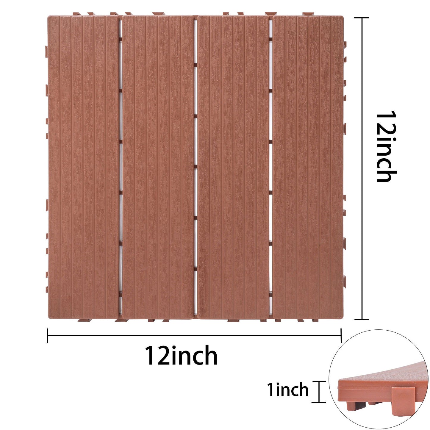 Plastic Interlocking Deck Tiles, Waterproof All Weather Use