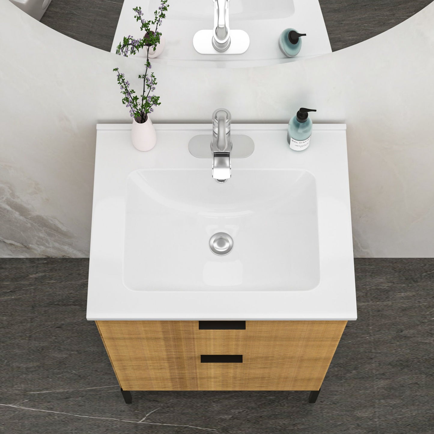 Modern Rectangular Vanity Top With Overflow For Bathroom
