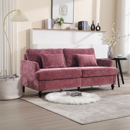 Mid Century Modern Chenille Fabric Loveseat Sofa, 2 Seat Upholstered Couch