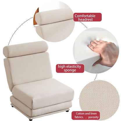 Foldable Single Chair Sofa Bed With Pillow, Easy To Store, Breathable And Wearable Linen