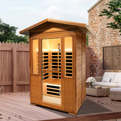 Outdoor DoubleCedar Far Infrared Sauna Room - Natural