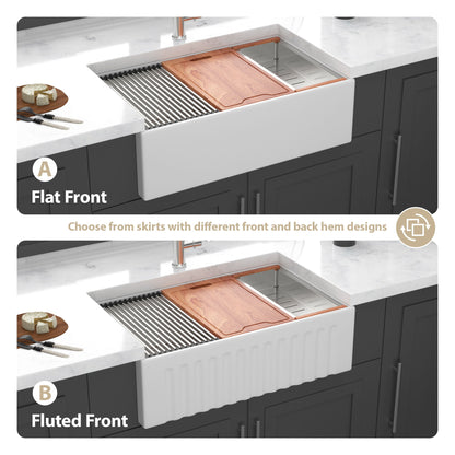 Farmhouse Sink Workstation, Ceramic Single Bowl With Accessories