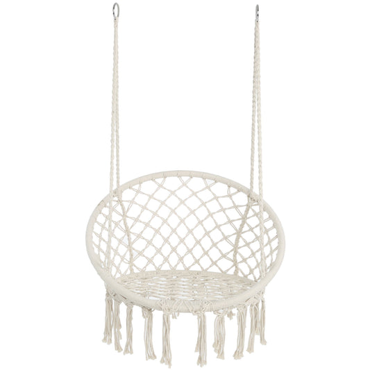 Macrame Hanging Hammock Chair, Cotton Rope Swing For Indoor And Outdoor Use