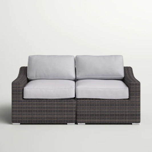 Wicker Outdoor Loveseat With Cushions - Espresso / Gray