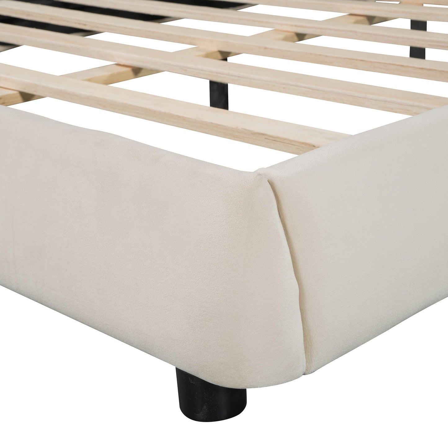 Upholstered Platform Bed Frame And Stylish Curve Shaped Design