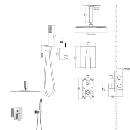 Dual Shower Head System With Ceiling Mount And Rough In Valve