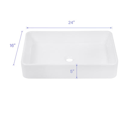Modern European Design Ceramic Rectangular Vessel Bathroom Sink