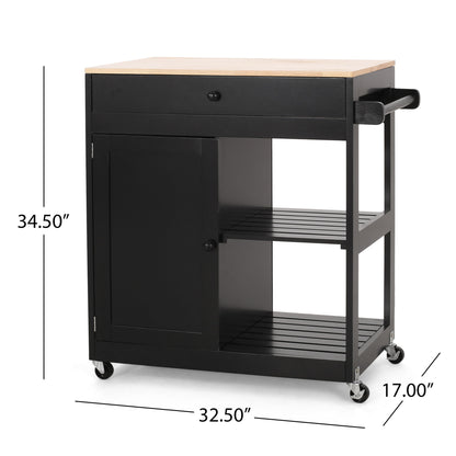 Lanier - Kitchen Cart With Wheels - Black