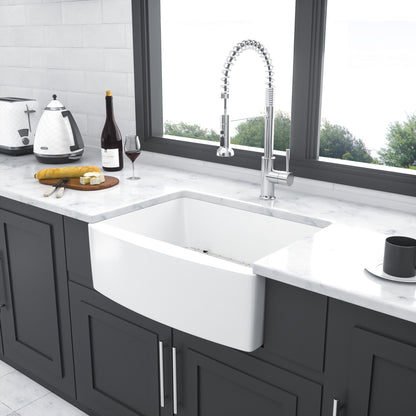 Farmhouse Sink, Apron Front Single Bowl With Arch Edge Design