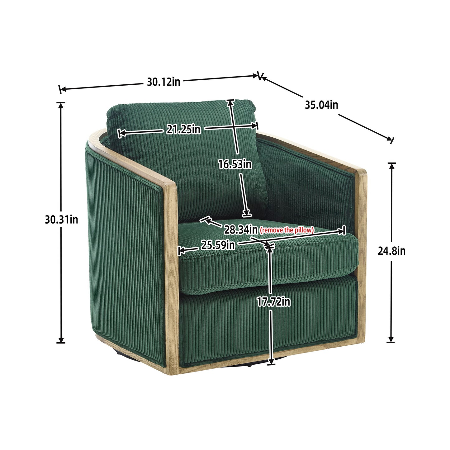 Corduroy Barrel Chair, 360 Degree Swivel