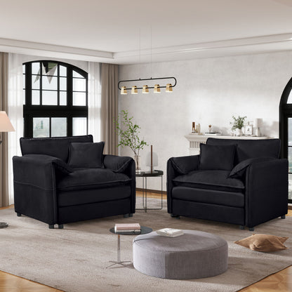 Modern Chenille Oversized Accent Chair, Comfy Single Sofa With Large Seat (Set of 2)
