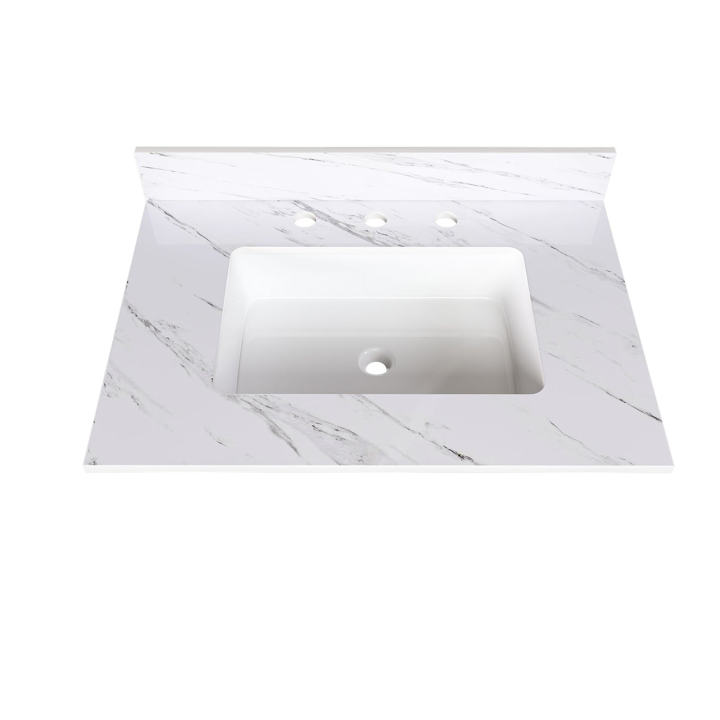 Bianco Carrara Venato Elegant Marble Vanity Top, Bathroom Vanity With Undermount Sink, Sintered Stone