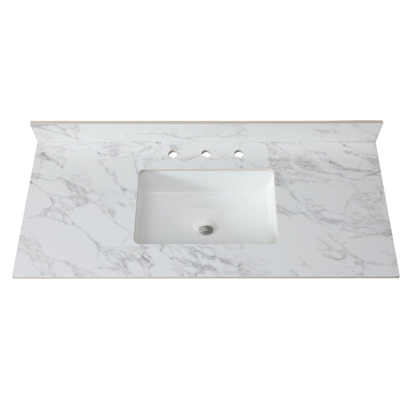 Elegant Sintered Stone Bathroom Vanity Top With Rectangular Undermount Ceramic Sink