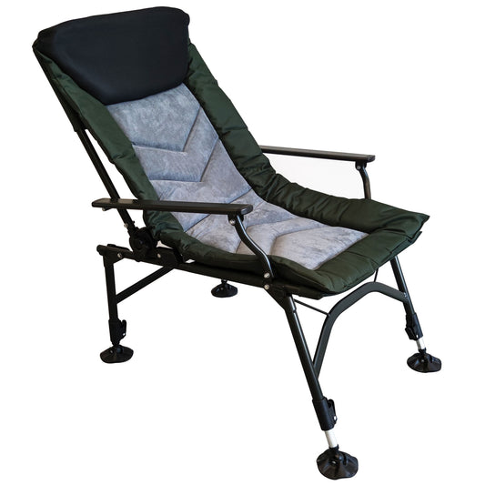 Camping Lounge Chair, Portable Folding Reclining Camping Chair With Adjustable Backrest For Indoor And Outdoor Camping Beach Hiking Fishing - Green / Black