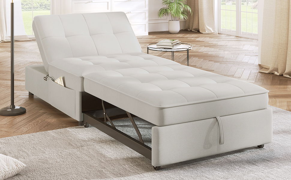 4 In 1 Sofa Bed, Multi Function Folding Ottoman Bed With Storage Pocket And USB Port For Small Room Apartment