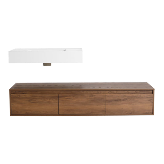 Modern Wall Mounted Bathroom Vanity With Resin Sink And Soft Close Drawer