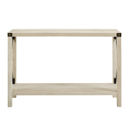 Farmhouse Metal X Table With Lower Shelf