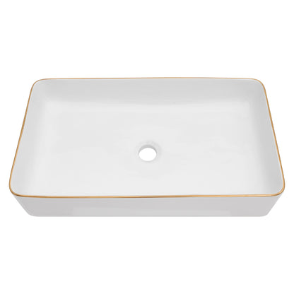 Modern European Style Ceramic Rectangular Vessel Bathroom Sink