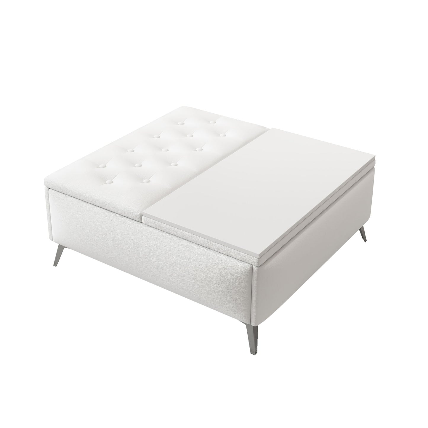 Modern Square Storage Ottoman Coffee Table With Lift-Top Design