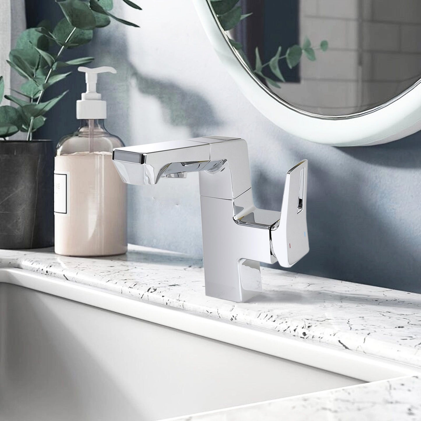 Modern Smart LED Bathroom Faucet With Temperature Digital Display And Pull Down Sprayer