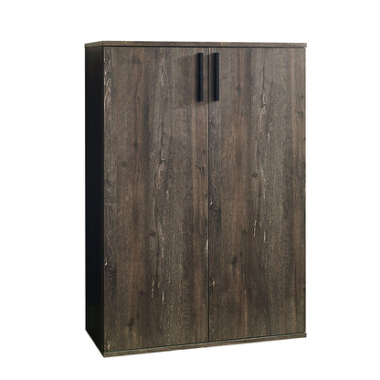 Luka - Farmhouse Rustic Five Shelf Wood Shoe Cabinet - Rustic Gray