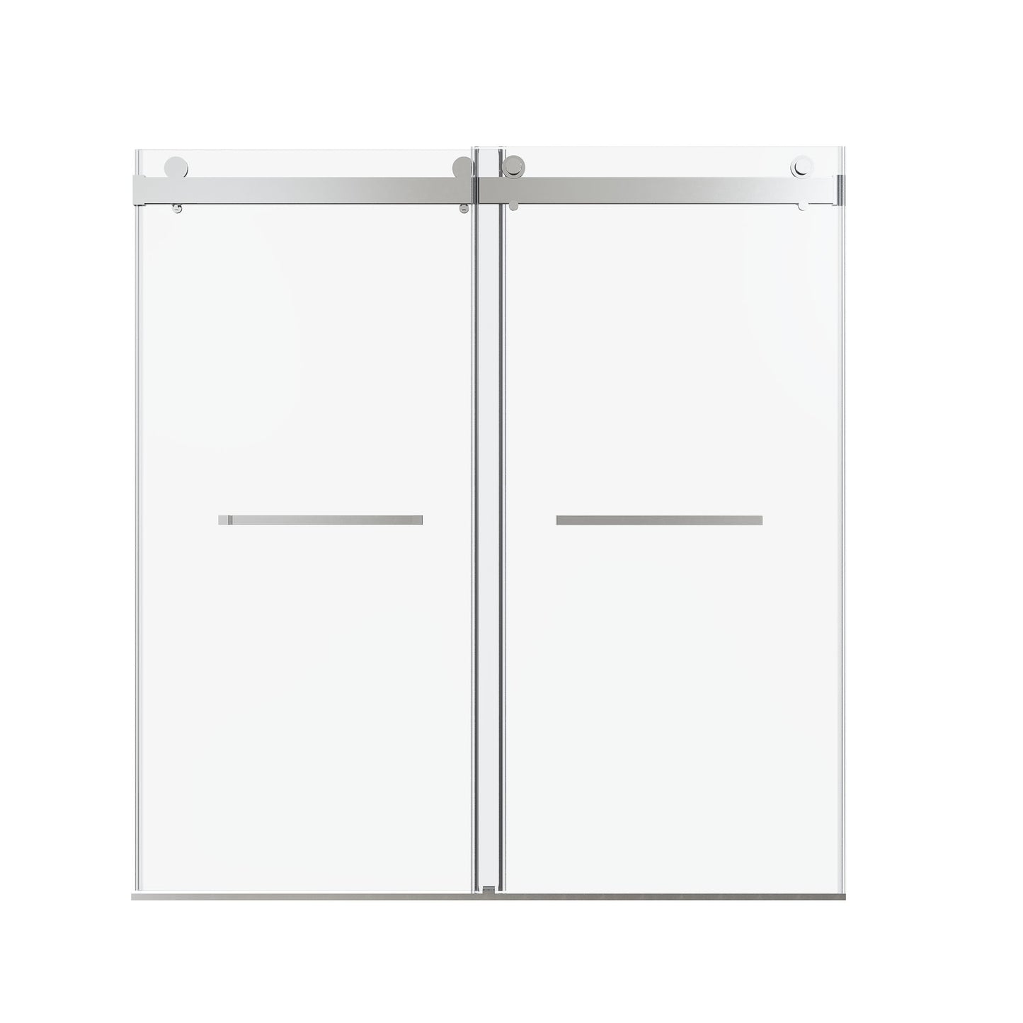 Frameless Double Sliding Soft Close Shower Door, Tempered Glass