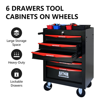 Rolling Metal Tool Chest With Drawers, Steel Storage Cabinet With Ball Bearing Slides