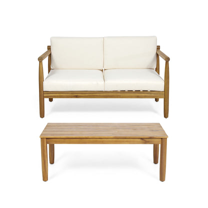 Outdoor Seating Set With Coffee Table And Loveseat - Teak